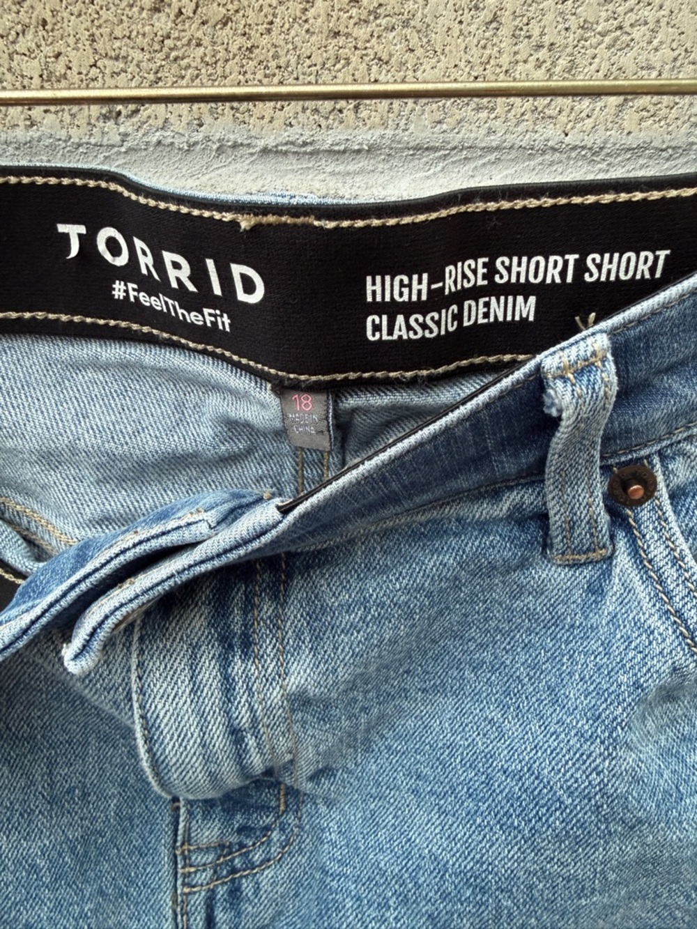 torrid Light Blue Distressed High-Rise Denim Shorts - Picture 2 of 3